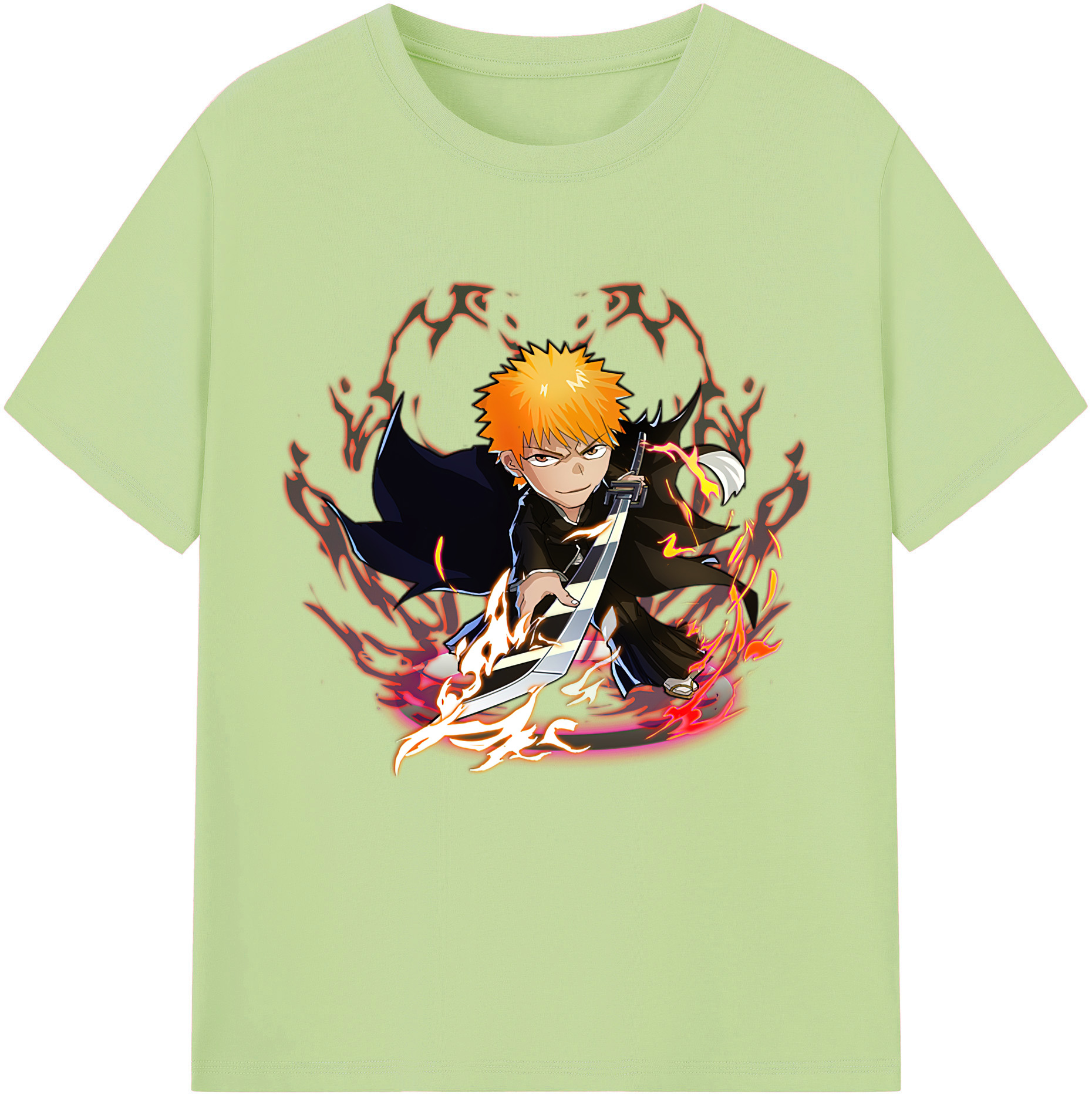 （画像用） ブリーチ 黒崎一護（くろさき いちご）BLEACH Kurosaki Ichigo 綿100％半袖Tシャツ（フロントプリント）